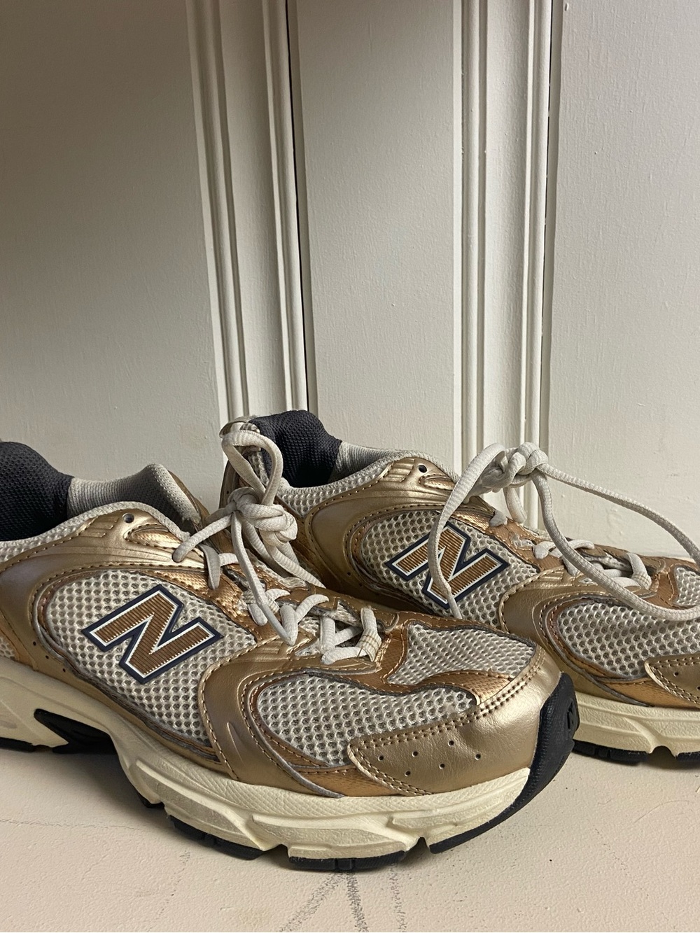 New Balance Gold and Cream Sneakers - 9W or 7.5M